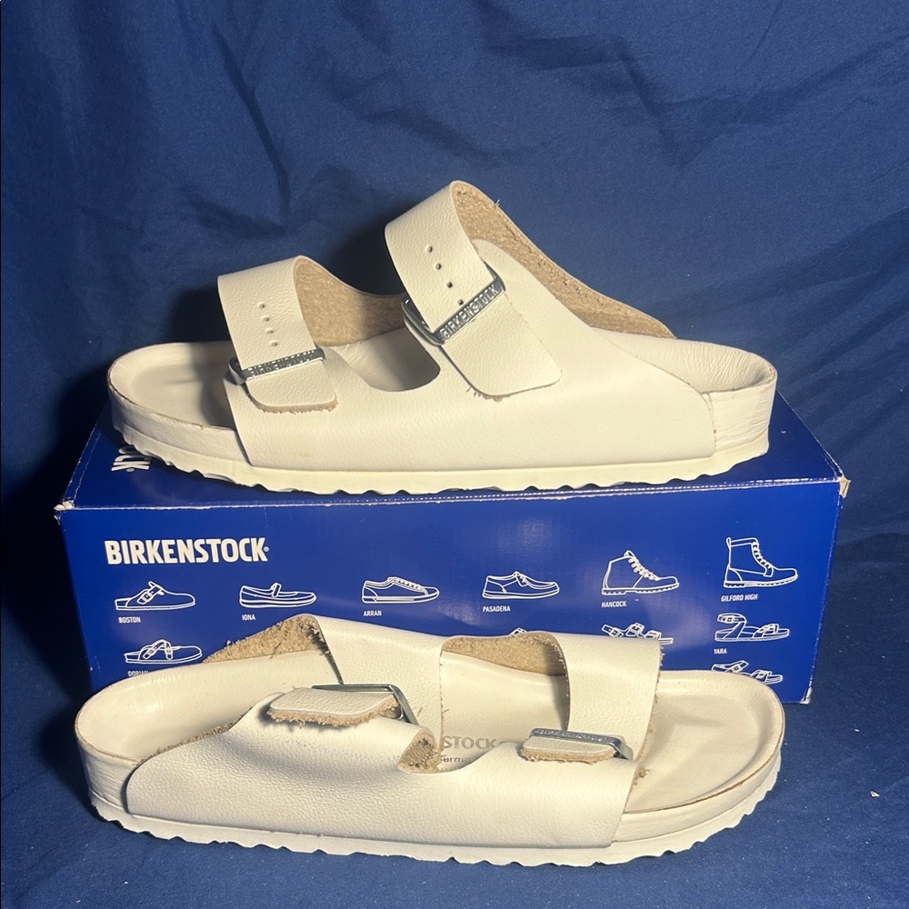 Birkenstock White Arizona Soft Footbed Two-Strap Sandal